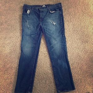 Skinny fit ripped blue denim